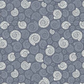 Dino Glow - 8395 - Ammonites on Dark Grey Blue - Lewis & Irene A673.3 - Cotton Fabric