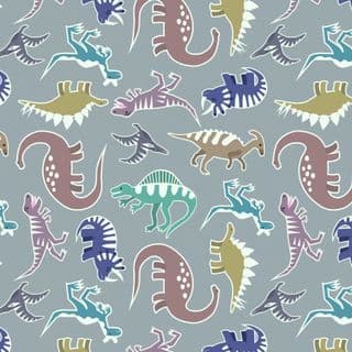 Dino Glow - 8400 - Dinosaur Scatter on Blue Grey - Lewis & Irene A675.2 - Cotton Fabric