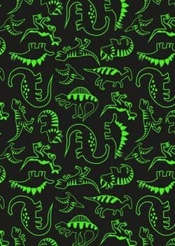 Dino Glow - 8401 - Dinosaur Scatter on Black - Lewis & Irene A675.3 - Cotton Fabric