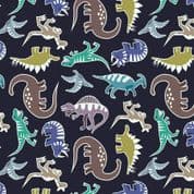 Dino Glow - 8401 - Dinosaur Scatter on Black - Lewis & Irene A675.3 - Cotton Fabric