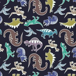 Dino Glow - 8401 - Dinosaur Scatter on Black - Lewis & Irene A675.3 - Cotton Fabric