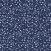 Enchanted - 7951 - Blue Flowers on Dark Blue with Silver Metallic - A544.2 - Cotton Fabric