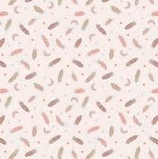 Enchanted - 7953 - Feathers on Cream with Copper Metallic - A545.1 - Cotton Fabric