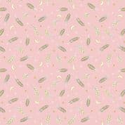 Enchanted - 7955 - Feathers on Pink with Gold Metallic - A545.3 - Cotton Fabric