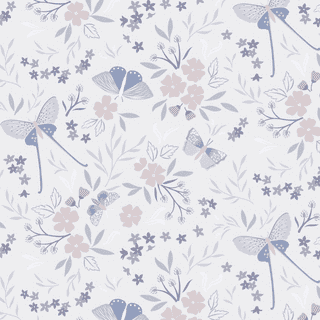 Evenfall - 9118 - Lewis & Irene - Moths & Flowers on Plae Grey - CC41.1 - Cotton Fabric