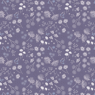 Evenfall - 9123 - Lewis & Irene - Night Garden Floral on Deep Purple - CC42.3 - Cotton Fabric