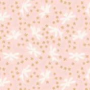 Fairy Clocks - 7556 - Lewis & Irene A507.1 - Light Pink Floral Fairies Metallic Cotton Fabric