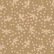 Fairy Clocks - 7558 - Lewis & Irene A507.3 - Deep Gold Floral Fairies Metallic Cotton Fabric