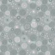 Fairy Clocks - 7561 - Lewis & Irene A508.3 - Mid Grey Dandelions Metallic Cotton Fabric