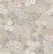 Fairy Clocks - 7562 - Lewis & Irene A509.1 - Natural Wildflower Plants Metallic Cotton Fabric