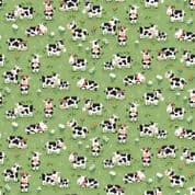 Fun on the Farm - 9105 - Makower UK - Grazing Cows on Green - 065_G - Cotton Fabric