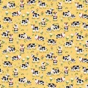Fun on the Farm - 9106 - Makower UK - Grazing Cows on Yellow - 065_Y - Cotton Fabric
