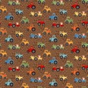 Fun on the Farm - 9110 - Makower UK - Tractors on Brown - 067_V - Cotton Fabric