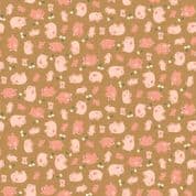 Fun on the Farm - 9115 - Makower UK - Happy Pigs on Brown - 069_V - Cotton Fabric