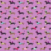 Furry Friends - 8452 - Dogs Dachshunds on Lilac - Makower UK 2543.L - Cotton Fabric