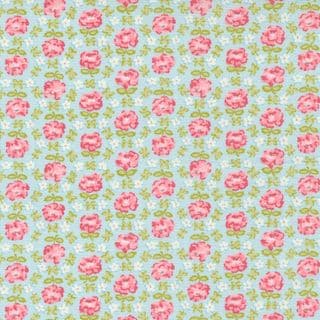 Grace - 8096 - Small Pink Floral on Duck Egg Blue - Brenda Riddle - Moda 18721.16 - Cotton Fabric
