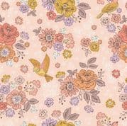 Hannahs Flowers - 8252 - Songbirds on Rose Pink - Lewis & Irene A614.2 - Cotton Fabric