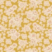 Hannahs Flowers - 8264 - Cream Floral on Gold - Lewis & Irene A618.2 - Cotton Fabric