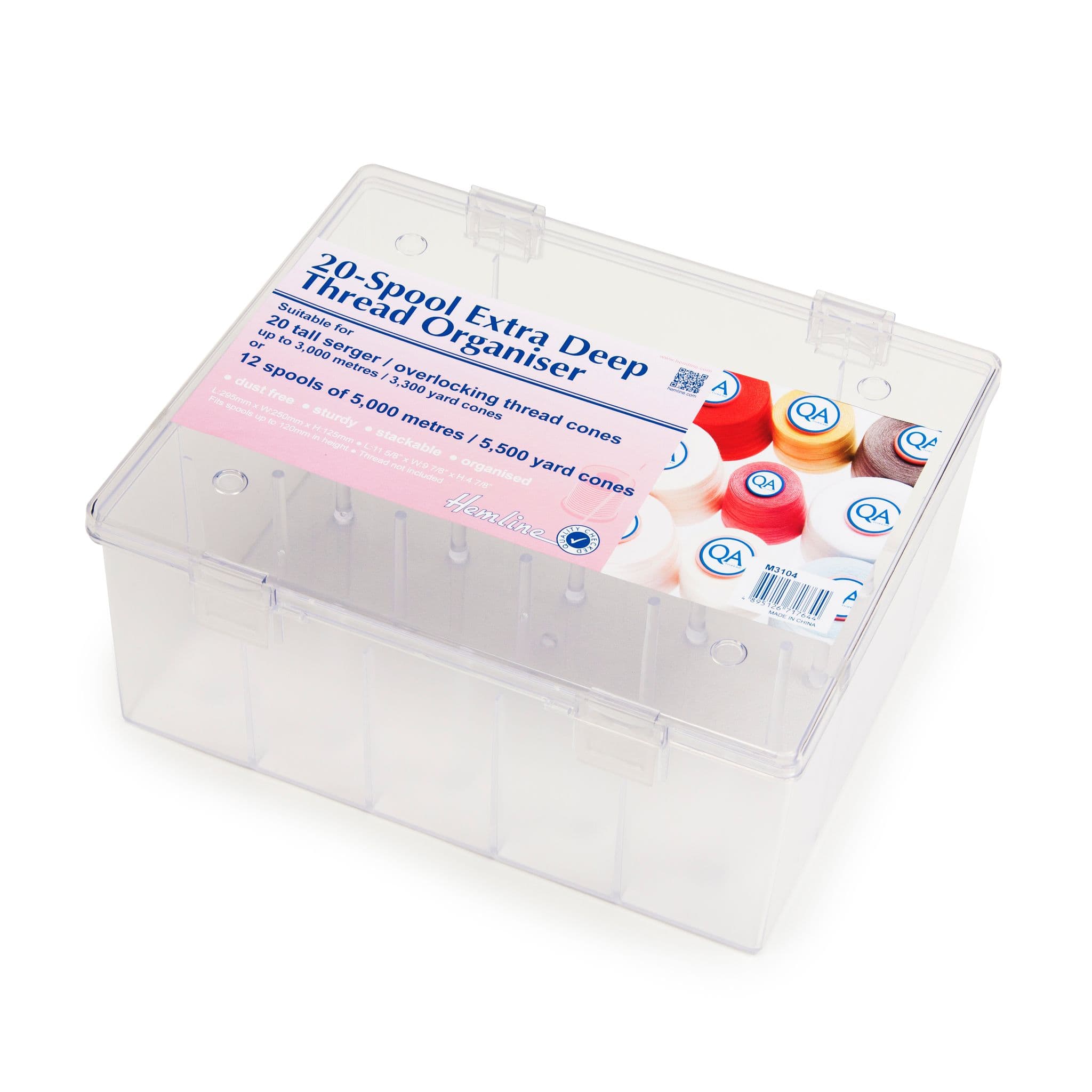 Cone Guide Box Hemline Cone Storage Box - M3104 CLEAR - for OVERLOCKING and Large Cones