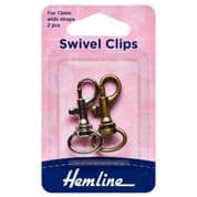 Hemline Swivel Clips - Bronze and Nickel - 13mm - 2 Pieces