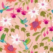 Hibiscus Hummingbird - 8266 - Hummingbird Floral on Pink - Lewis & Irene A593.1 - Cotton Fabric