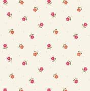 Hibiscus Hummingbird - 8269 - Little Red Flowers on Cream - Lewis & Irene A594.1 - Cotton Fabric
