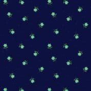 Hibiscus Hummingbird - 8271 - Little Flowers Dark Navy Blue - Lewis & Irene A594.3 - Cotton Fabric