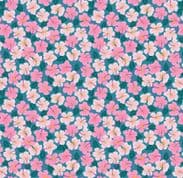 Hibiscus Hummingbird - 8277 - Pink Hibiscus on Blue - Lewis & Irene A596.3 - Cotton Fabric