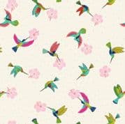 Hibiscus Hummingbird - 8278 - Hummingbird on Cream - Lewis & Irene A597.1 - Cotton Fabric
