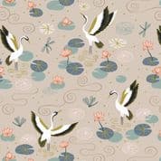 Jardin de Lis - 7381 - A484.1 Heron Lake on Natural - Lewis & Irene Cotton Fabric