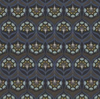 Jardin de Lis - 7392 - A487.3 Metallic Star Floral on Black - Lewis & Irene Cotton Fabric