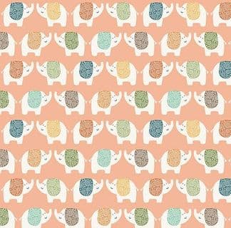 Jungle Friends - 7038 - Elephants on Peach Background Background - 2198_P - Cotton Fabric