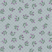 L&I - Small Things Celtic Inspired- 8941 - Thistles on Mist Blue Check - SM72.2 - Cotton Fabric