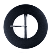 Large Coat Buckle - Black, Round, 50mm