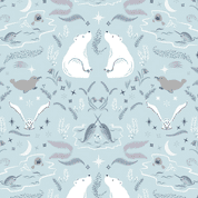 Lewis & Irene Arctic Adventure - 8716 - True North on Cool Aqua - CC26.1 - Cotton Fabric
