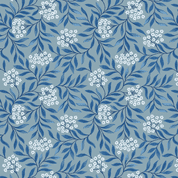 Lewis & Irene Brensham - 8710 - Floral Leaves on Grey Blue - A751.2 - Cotton Fabric