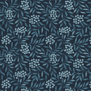 Lewis & Irene Brensham - 8711 - Floral Leaves on Dark Blue - A751.3 - Cotton Fabric