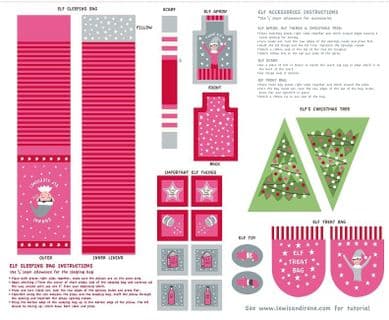 Lewis & Irene - Christmas Glow - 6710 - Elf Accessories Panel, Red & Pink - C50.2 - Cotton Fabric