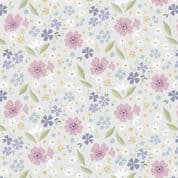 Lewis & Irene - Floral Song - 8810 - Floral Art on Pale Grey - CC32.2 - Cotton Fabric
