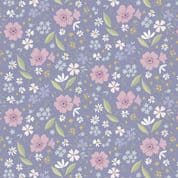 Lewis & Irene - Floral Song - 8811 - Floral Art on Lavender Blue - CC32.3 - Cotton Fabric