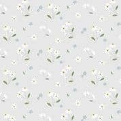 Lewis & Irene - Floral Song - 8815 - Daisies Dancing on Pale Grey - CC34.1 - Cotton Fabric