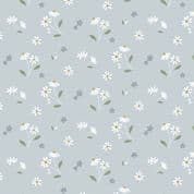 Lewis & Irene - Floral Song - 8816 - Daisies Dancing on Duck Egg - CC34.2 - Cotton Fabric