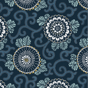 Lewis & Irene - Hajime - 9011 - Indigo Blue Medallion Theme Print - SH02 - Cotton Fabric