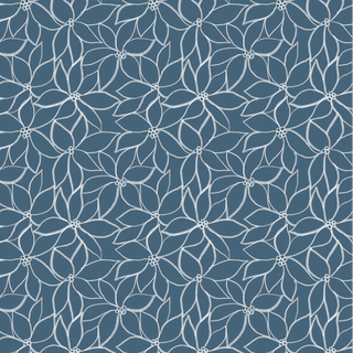 Lewis & Irene - Hajime - 9022 - Mid Blue Linear Flower - SH13 - Cotton Fabric