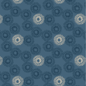 Lewis & Irene - Hajime - 9024 - Cream and Blue Flower Burst - SH15 - Cotton Fabric