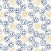 Lewis & Irene - Hajime - 9026 - Tan and Blue Flower Burst on Cream - SH17 - Cotton Fabric