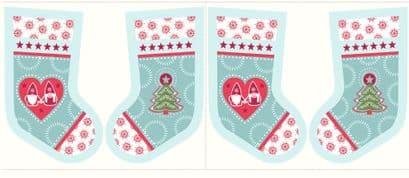 Lewis & Irene - Hygge Christmas - 5989 - Stocking Panel in Aqua - C31.1 - Cotton Fabric