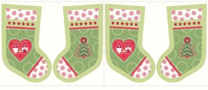 Lewis & Irene - Hygge Christmas - 5990 - Stocking Panel in Green - C31.2 - Cotton Fabric