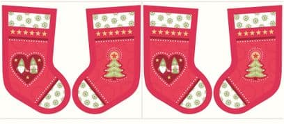 Lewis & Irene - Hygge Christmas - 5991 - Stocking Panel in Red - C31.3 - Cotton Fabric