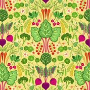 Lewis & Irene - Kitchen Garden - 8884 - Vegetable Extravaganza on Yellow - A820.2 - Cotton Fabric